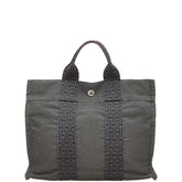エルメス エールライントートPM トートバッグ ハンドバッグ グレー ブラック キャンバス レディース HERMES 【中古】