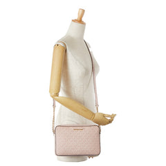 マイケルコース MKシグネチャー 斜め掛け ショルダーバッグ ピンク PVC レディース Michael Kors 【中古】