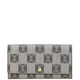 ロエベ リピートアナグラム 長財布 グレー ブラック PVC レザー レディース LOEWE 【中古】