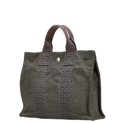 エルメス エールライン トートPM ハンドバッグ グレー キャンバス レディース HERMES 【中古】