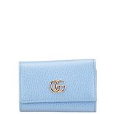 グッチ GGマーモント ダブルG キーケース 456118 ライトブルー レザー レディース GUCCI 中古