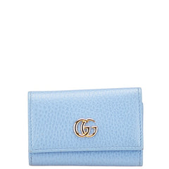 グッチ GGマーモント ダブルG キーケース 456118 ライトブルー レザー レディース GUCCI 【中古】