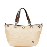 バーバリー ノヴァチェック ハンドバッグ トートバッグ ベージュ ブラウン キャンバス レディース BURBERRY 【中古】