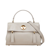 サンローラン ミューズトゥ ハンドバッグ ショルダーバッグ 2WAY 368229 グレージュ レザー キャンバス レディース SAINT LAURENT 【中古】