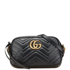 グッチ GGマーモント チェーン ショルダーバッグ 447632 ブラック レザー レディース GUCCI 【中古】