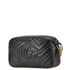 グッチ GGマーモント チェーン ショルダーバッグ 447632 ブラック レザー レディース GUCCI 【中古】