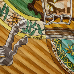 エルメス プリーツカレ ザルツブルクにて IN SALZBURG スカーフ ベージュ グリーン マルチカラー シルク レディース HERMES 【中古】