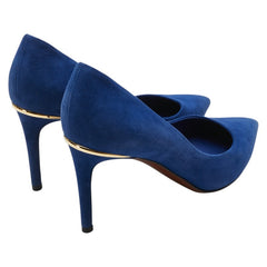 ルイ ヴィトン パンプス ハイヒール サイズ:36 1/2 ブルー スウェード レディース LOUIS VUITTON 【中古】