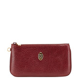 カルティエ マストライン ポーチ コインケース ワインレッド ボルドー レザー レディース CARTIER 【中古】