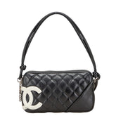 シャネル マトラッセ カンボンライン ココマーク ワンショルダーバッグ アクセサリーポーチ ブラック カーフスキン レディース CHANEL 【中古】