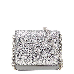 マルタンマルジェラ メゾンマルジェラ11 グリッター チェーン ショルダーウォレット S35UI0542 シルバー レザー レディース MARTIN MARGIELA 【中古】