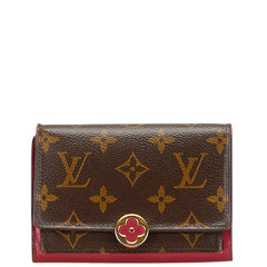 ルイ ヴィトン モノグラム ポルトフォイユ フロールコンパクト 二つ折り財布 M64588 ブラウン フューシャ PVC レザー レディース LOUIS VUITTON 【中古】