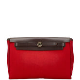 エルメス エールバッグ クラッチバッグ レッド ブラウン トワルオフィシエ レザー レディース HERMES 【中古】