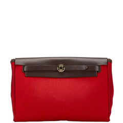 エルメス エールバッグ クラッチバッグ レッド ブラウン トワルオフィシエ レザー レディース HERMES 【中古】