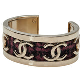 シャネル ココマーク バングル サイズ:S ゴールド ピンク ブラック メッキ ツイード レディース CHANEL 【中古】