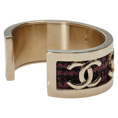 シャネル ココマーク バングル サイズ:S ゴールド ピンク ブラック メッキ ツイード レディース CHANEL 【中古】