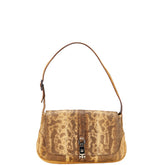 グッチ ジャッキー パイソン ワンショルダーバッグ 001 3824 3573 ブラウン ベージュ レザー レディース GUCCI 【中古】