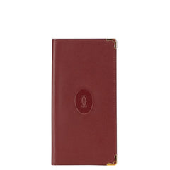 カルティエ マストライン 札入れ ボルドー ワインレッド レザー レディース CARTIER 【中古】