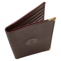 カルティエ マストライン 札入れ ボルドー ワインレッド レザー レディース CARTIER 【中古】