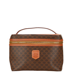 セリーヌ マカダム ハンドバッグ バニティバッグ ブラウン PVC レザー レディース CELINE 【中古】