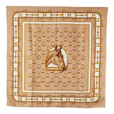 セリーヌ ホースビット 大判 スカーフ ベージュ シルク レディース CELINE 【中古】