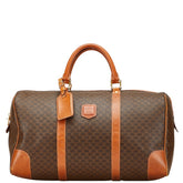 セリーヌ マカダム ボストンバッグ トラベルバッグ ブラウン PVC レザー レディース CELINE 【中古】