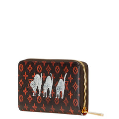 ルイ ヴィトン モノグラムキャット キャットグラム ジッピーウォレット ラウンドファスナー 長財布 M63875 マロン オレンジ PVC レザー レディース LOUIS VUITTON 【中古】