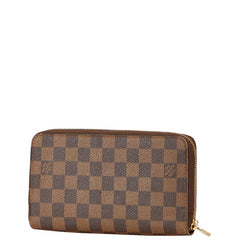 ルイ ヴィトン ダミエ ジッピー オーガナイザー 長財布 N60003 ブラウン PVC レザー レディース LOUIS VUITTON 中古