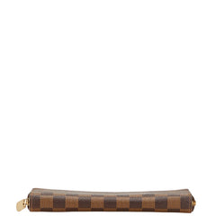 ルイ ヴィトン ダミエ ジッピー オーガナイザー 長財布 N60003 ブラウン PVC レザー レディース LOUIS VUITTON 中古