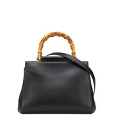 グッチ バンブー ニムフェア ハンドバッグ ショルダーバッグ 2WAY 453767 ブラック レザー レディース GUCCI 【中古】