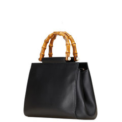 グッチ バンブー ニムフェア ハンドバッグ ショルダーバッグ 2WAY 453767 ブラック レザー レディース GUCCI 【中古】