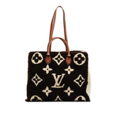 ルイ ヴィトン モノグラム テディ オンザゴーGM トートバッグ M55420 ブラウン アイボリー ムートン レザー レディース LOUIS VUITTON 【中古】