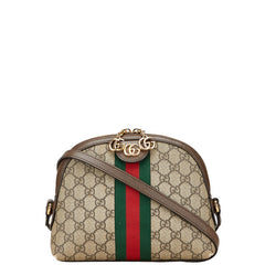 グッチ GGスプリーム オフィディア 斜め掛け ショルダーバッグ 499621 ベージュ ブラウン PVC レザー レディース GUCCI 中古