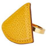 エルメス トライアングル スカーフリング イエロー系 ゴールド レザー レディース HERMES 【中古】