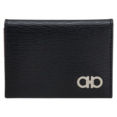 サルヴァトーレフェラガモ ガンチーニ パスケース カードケース IV-66A062 ブラック レザー メンズ Salvatore Ferragamo 【中古】