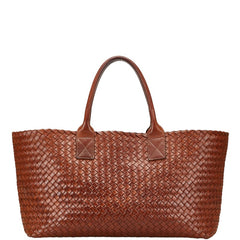 ボッテガヴェネタ イントレチャート カバ トートバッグ ブラウン レザー メンズ BOTTEGAVENETA 【中古】