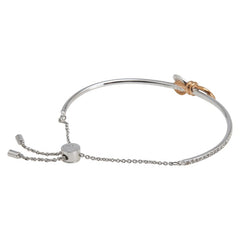 スワロフスキー Lifelong Bow リボン チェーン ブレスレット ローズゴールド シルバー クリスタル ミックスメタル仕上げ レディース SWAROVSKI 中古