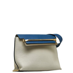 クロエ クレア バイカラー ゴールド金具 チェーン ショルダーバッグ アイボリー ネイビー レザー レディース Chloe 中古