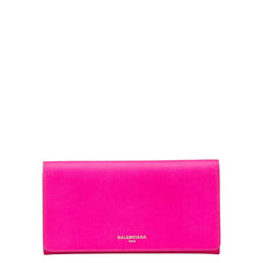 バレンシアガ ロゴ エッセンシャル 長財布 490624 ピンク レザー レディース BALENCIAGA 中古
