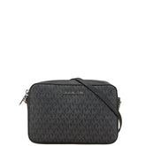 マイケルコース シグネチャー 斜め掛け チェーン ショルダーバッグ 35F8STTC3B ブラック グレー PVC レザー レディース Michael Kors 【中古】