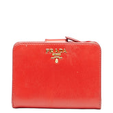 プラダ L字ファスナー 二つ折り財布 レッド レザー レディース PRADA 【中古】