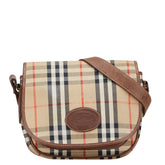 バーバリー ノバチェック 斜め掛け ショルダーバッグ ベージュ ブラウン キャンバス レザー レディース BURBERRY 【中古】