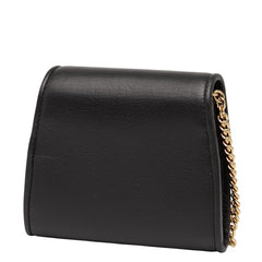 グッチ インターロッキングG ブロンディ ミディアム チェーン ウォレット ショルダーバッグ 725219 ブラック レザー レディース GUCCI 【中古】