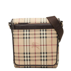 バーバリー ノバチェック シャドーホース ショルダーバッグ ベージュ ブラウン PVC レザー レディース BURBERRY 【中古】