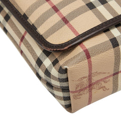 バーバリー ノバチェック シャドーホース ショルダーバッグ ベージュ ブラウン PVC レザー レディース BURBERRY 中古