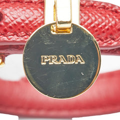プラダ ロゴ ベルトブレスレット レッド ゴールド レザー メッキ レディース PRADA 【中古】
