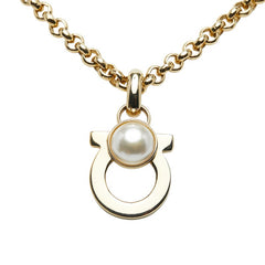 サルヴァトーレフェラガモ ガンチーニ ネックレス ゴールド メッキ フェイクパール レディース Salvatore Ferragamo 【中古】