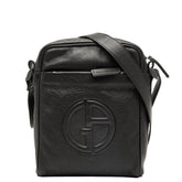 アルマーニ ロゴ ポシェット ショルダーバッグ ブラック レザー レディース ARMANI 【中古】