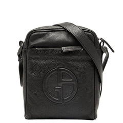 アルマーニ ロゴ ポシェット ショルダーバッグ ブラック レザー レディース ARMANI 【中古】