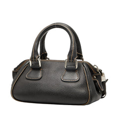 シャネル ロゴ フリンジ ミニボストンバッグ ハンドバッグ ブラック キャビアスキン レディース CHANEL 【中古】